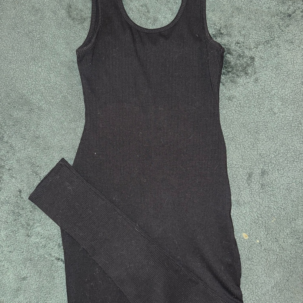 Black Ribbed Jumpsuit